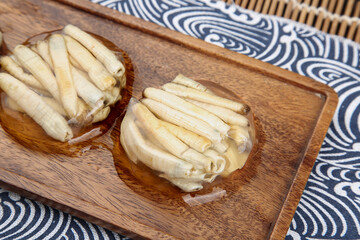 Fresh Bamboo Shoots on Wooden Board - Xiamen Seafood Specialty Cuisine Ingredient for Traditional Asian Cooking