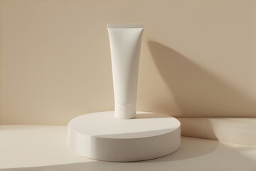 Elegant skincare tube on display for product promotion, perfect for showcasing new beauty treatments and cosmetic lines in a minimalist style
