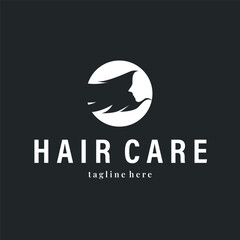 hair care logo design illustration beauty woman hair with care illustration symbol icon template design