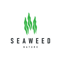 seaweed logo with a simple minimalist concept of ocean plant fish, design, symbol, illustration, template © Arya19
