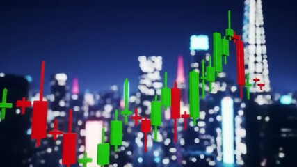 Night financial chart cityscape - Powered by Adobe