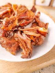 Marinated Duck with Spicy Soy Sauce - Traditional Asian Cuisine on White Plate