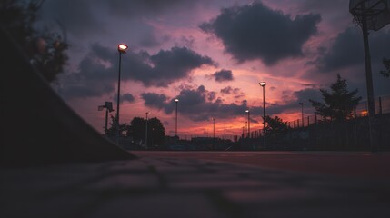 Twilight cityscape dusk scene