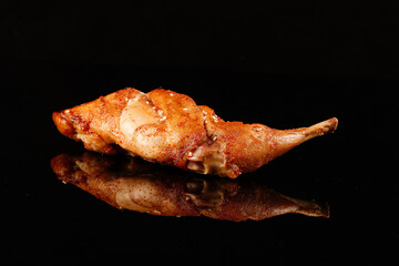 Szechuan Style Roasted Rabbit Legs Fresh Chinese Cuisine Menu Item on Black Background