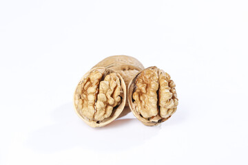 Fresh Shelled Walnuts Isolated on White Background - Healthy Nuts and Nutrition Food Photography
