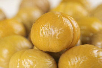 Roasted Chestnuts Close-up - Golden Instant Snack Nuts with Glossy Shells and Natural Kernel Texture