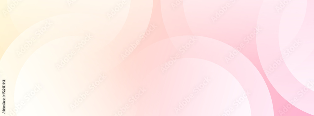 Poster elegant minimalist background design with a soft pink and yellow pastel gradient and translucent cir