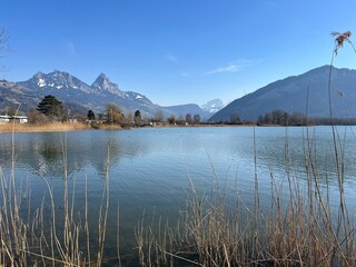 Swiss subalpine lake Lauerz in the valley basin of Schwyz, Switzerland - Lauerzersee im Talkessel von Schwyz, Schweiz