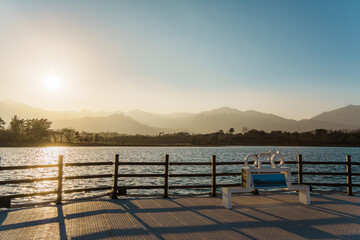 Golden Sunset and Mountains at Yeongrang Lake, Sokcho, South Korea