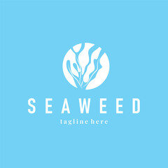seaweed logo with a simple minimalist concept of ocean plant fish, design, symbol, illustration, template