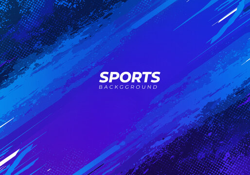 Dynamic blue and purple sports background with abstract energetic brush strokes and modern design elements for impactful promotions - Powered by Adobe