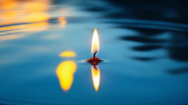 Serene symbolic illumination a floating candles gentle radiance evoking inner peace and spiritual reflection in indian tradition