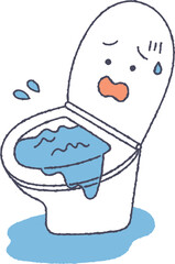 詰まって水が溢れているトイレ
