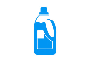 Bright blue detergent bottle icon with handle and label space, perfect for cleaning product branding and household needs.