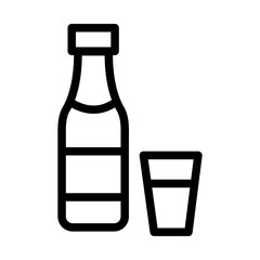 Liquor Bottle and Shot Glass Line Icon of Beverage Types Icon Set