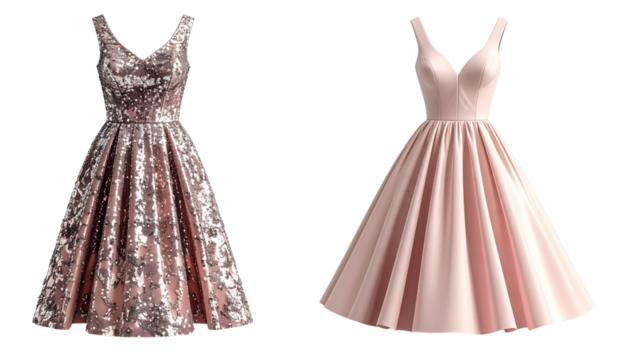 Luxury Evening Dress Bundle Pack, isolated on transparent background