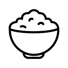 Rice Bowl Line Icon of Lunch Dishes Icon Set