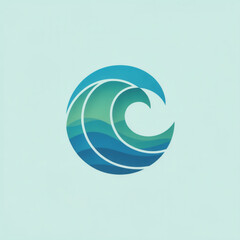 Ocean wave logo design vector template for travel company and surfing brand identity with blue colors