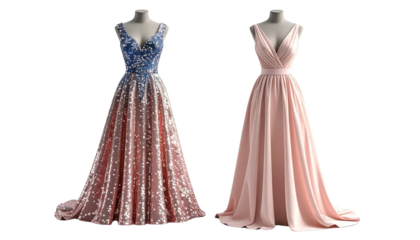 Luxury Evening Dress Bundle Pack, isolated on transparent background