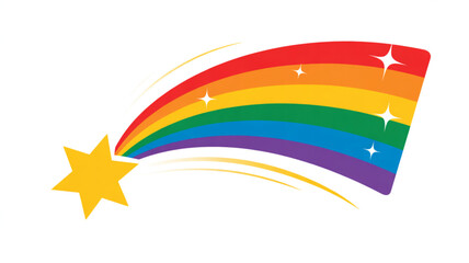 Rainbow comet star vector illustration colorful shooting star graphic design bright rainbow star clip art