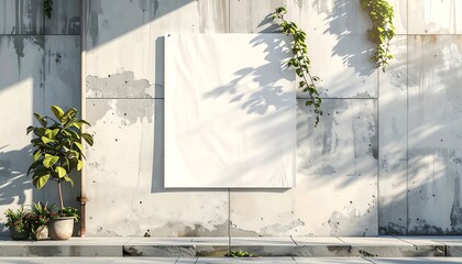 Poster mockup taped to a concrete wall with soft daylight. 