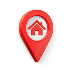 Bright red location pin symbolizing home, ideal for real estate or navigation themes.