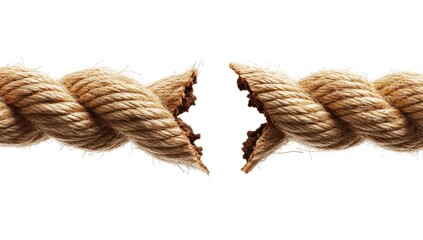 Broken rope against white background