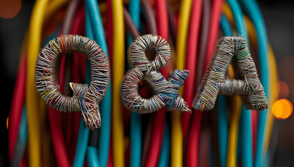 Colorful wires forming Q&A letters, representing communication and connection.
