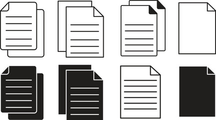Paper Document Icons Set.  Line symbol and document icon. vector Single and Multiple Page Vector Symbols on white background..eps