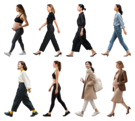 PNG Diverse women walking confidently, element set on transparent background