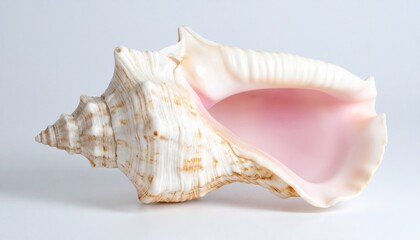 흰 배경 위의 우아한 소라껍데기 Elegant Seashell on White Background