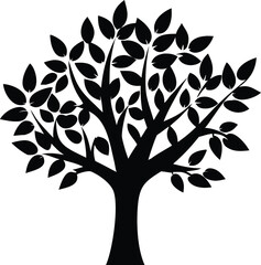 Fototapeta premium Stylized tree silhouette with visible trunk and branches isolated on white background