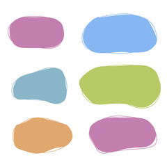 set of colorful speech bubbles, handrawn style