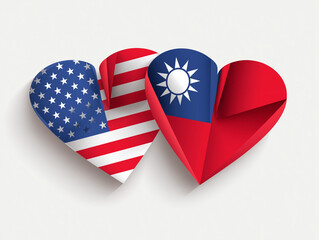 Usa taiwan relations concept heart flags showing united states and taiwan friendship