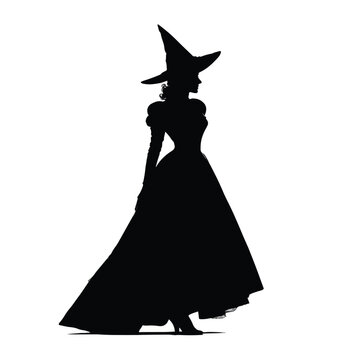 Collection of glinda the good witch silhouettes in black and white isolated on white background