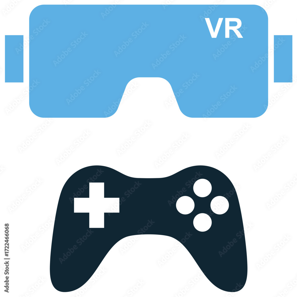 Poster vr game icon vector. perfect for gaming, technology, and virtual reality themes. a simple, clear sym