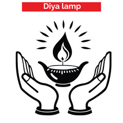 The Sun's yellow prominence differs from any terrestrial flame,Black and white vector illustration of a traditional Diwali diya oil lamp with floral design and flame. Monochrome graphic icon for Diwal