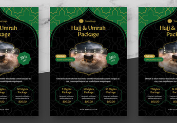 Green And Black Travel Hajj Umrah Flyer