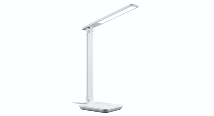 White LED Desk Lamp in Studio Setting with White Background