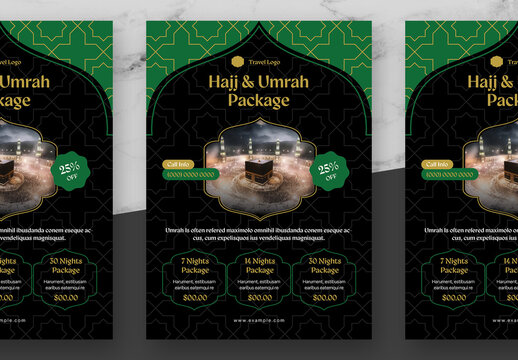 Green And Black Travel Hajj Umrah Flyer