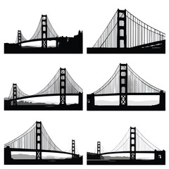 Obraz premium Golden gate bridge silhouette illustration isolated on white background