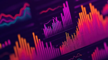 Analyzing data trends digital environment infographic display business insights vibrant color palette