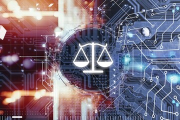 Technology Regulation Law. Icon on server background