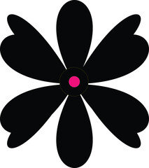 Minimalist black flower with a pink center