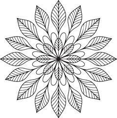 Floral Petal Mandala – Elegant Line Art Flower Illustration
