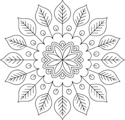 Floral Petal Mandala – Elegant Line Art Flower Illustration