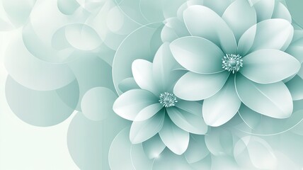 Elegant Floral Background with Dreamy Bokeh: Delicate Diamond-centered Flowers in Soft Blue-Green Tones for Web UI and Poster Decoration