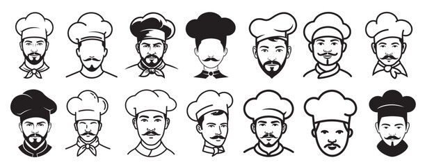 chef head profile silhouette vector illustration