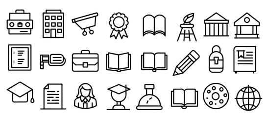 E learning icon set relate to university teacher book vector