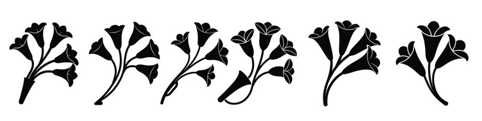 elegant black and white floral silhouettes vector illustration